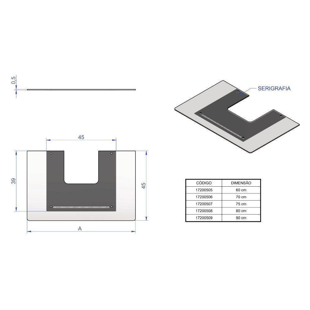 Vidro Reto Para Coifa De Parede 75 Cm - 2