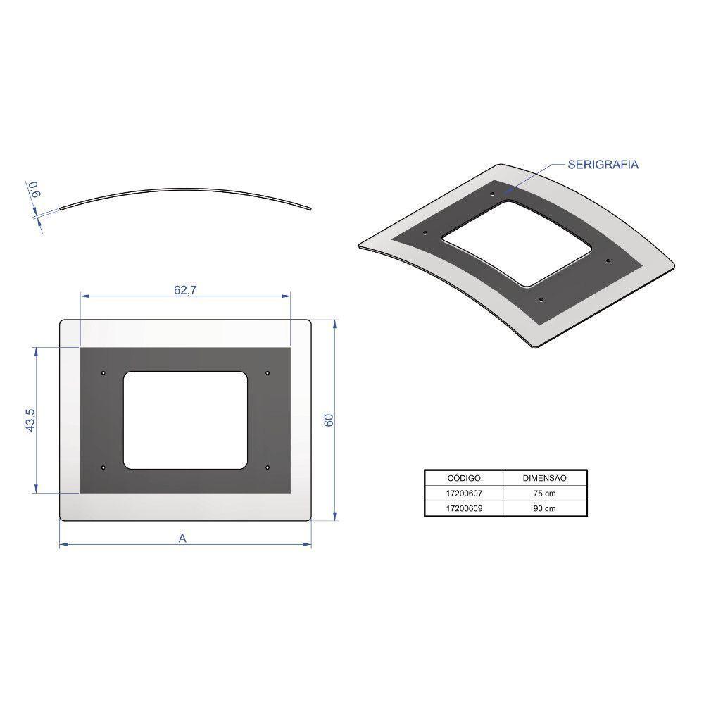 Vidro Curvo Para Coifa De Ilha 75 Cm - 2
