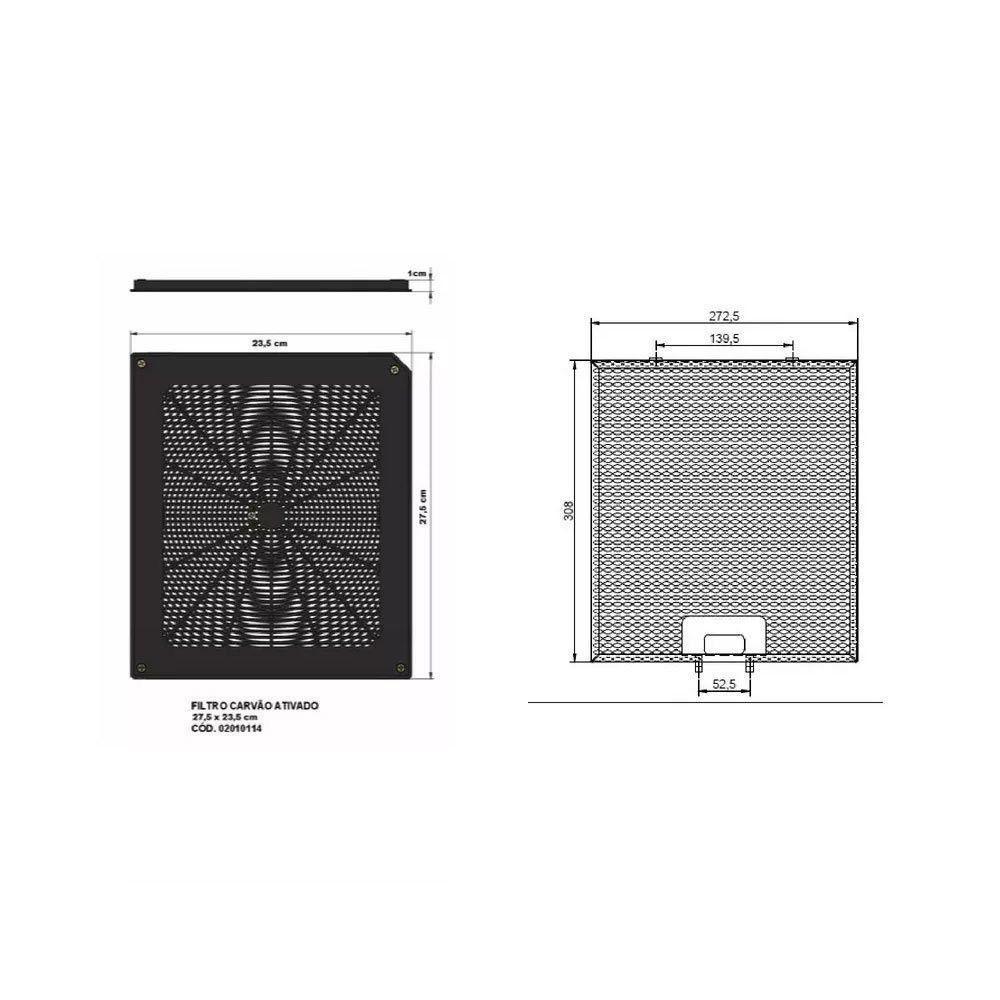 Kit De Filtros Alumínio + Carvão Para Coifa Nardelli Preto Com Prata - 2
