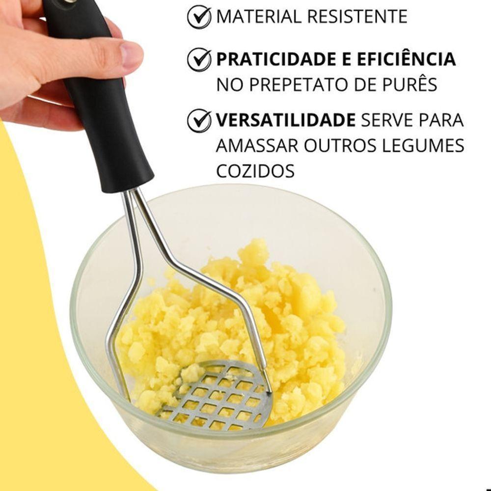 Amassador Espremedor De Batatas Inox Ferramenta De Cozinha Para Purês E Legumes Caseiros - 4