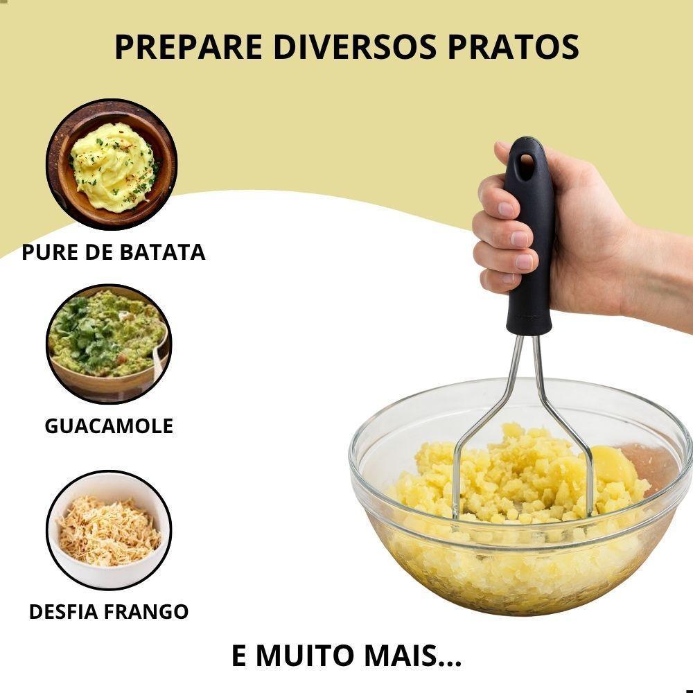 Amassador Espremedor De Batatas Inox Ferramenta De Cozinha Para Purês E Legumes Caseiros - 5
