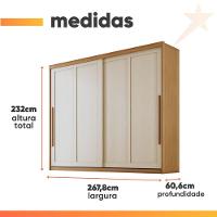 Guarda Roupas Casal 2 Portas De Correr 6 Gavetas Firenze Madeirado / Areia - 3