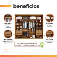 Guarda Roupas Casal 2 Portas De Correr 6 Gavetas Firenze Madeirado / Areia