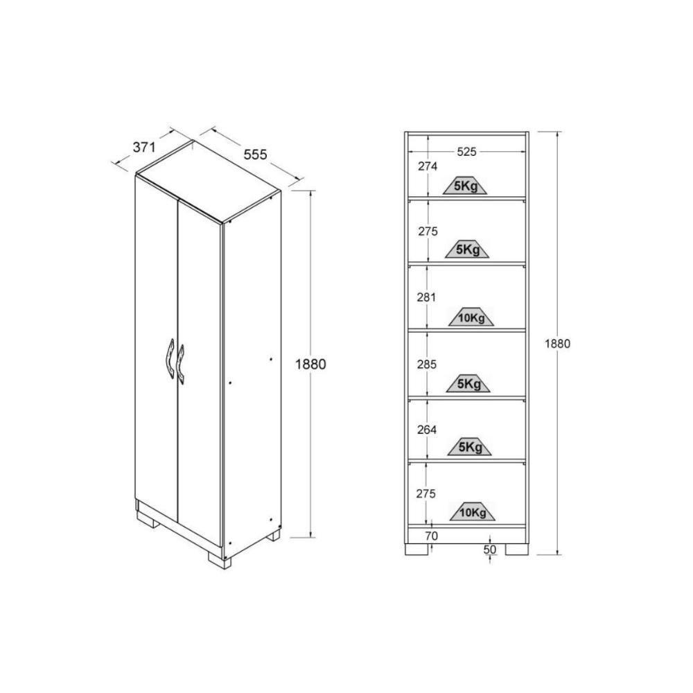 Armário Sapateira Multiuso 2 Portas Dm-579 Branco - 5
