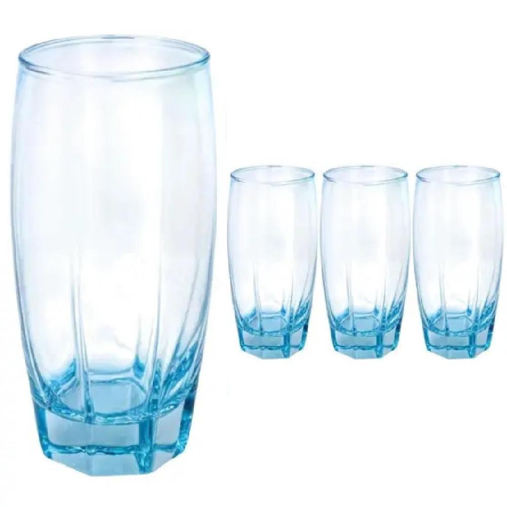Kit Jogo 3 Copo Azul Vidro 365ml Agua Chopp Cerveja Suco Restauante Casa Bar Conjunto Luxo - 3