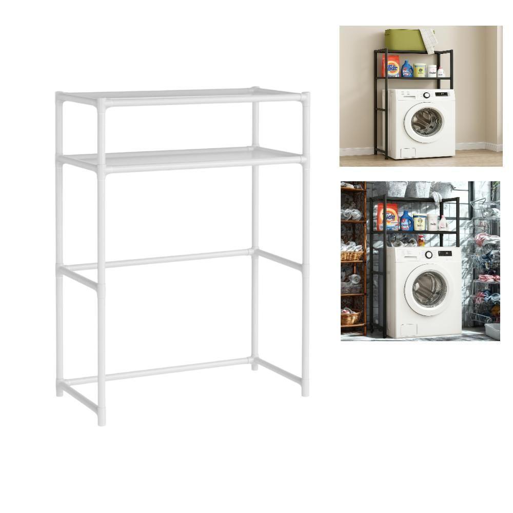 Estante Organizador Lavanderia Banheiro Suporte Maquina De Lavar 2 Prateleiras Rack Armario Multiuso Porta Trecos Brinqu - 1