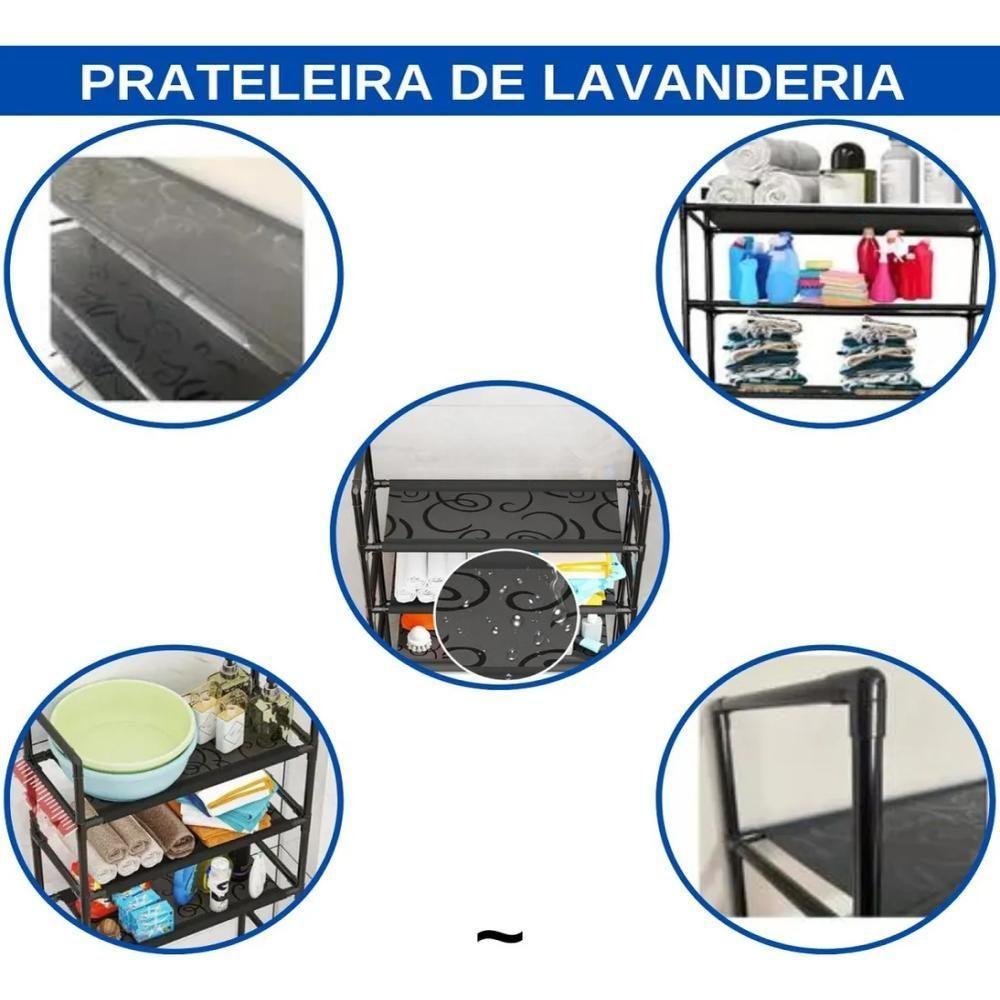 Estante Organizador Lavanderia Banheiro Suporte Maquina De Lavar 2 Prateleiras Rack Armario Multiuso Porta Trecos Brinqu - 4