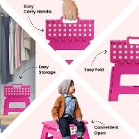 Banqueta Dobravel Infantil Adulto Portatil Degrau Multiuso Anti Derramente Rosa