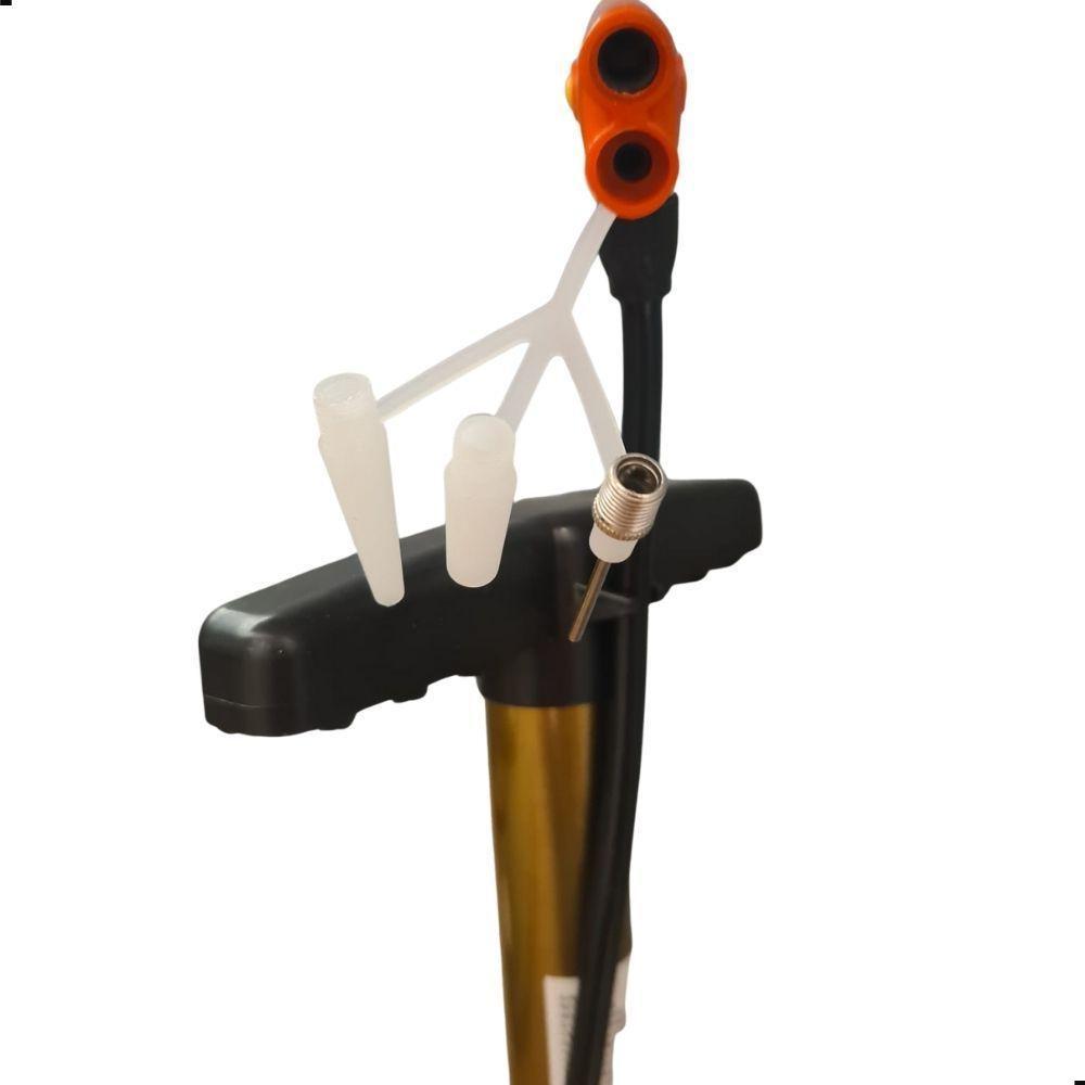 Bomba De Ar Manual Universal Enche Bolas Pneus E Infláveis Com Agulha E Adaptadores Inclusos Amarelo - 3