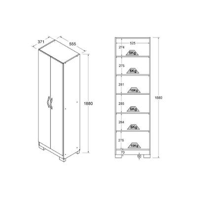 Guarda Roupa 2 portas DM-579 2 portas bater Riviera MDP UV Acetinado