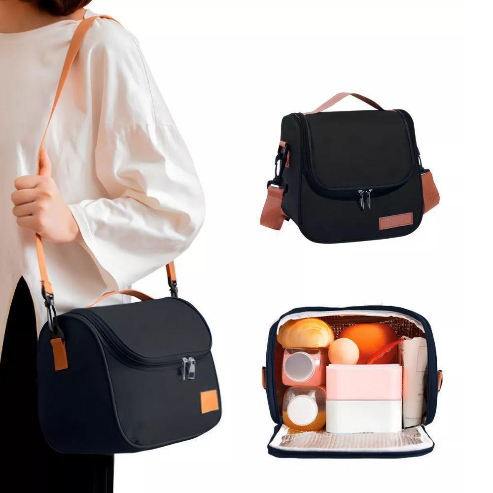 Bolsa Térmica Lancheira Pequena Com Alça Fitness Academia Treino Feminina E Masculina Preto - 3