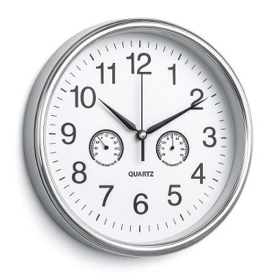 Relogio Medidor De Temperatura E Umidade Decorativo Luxo Sala Cozinha Quarto Escritorio Consultorio Prata