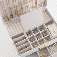Maleta Organizador De Joias Com Gaveta Portatil 2 Andares Para Brincos Aneis Relogio Viagem Luxo Branco - 6