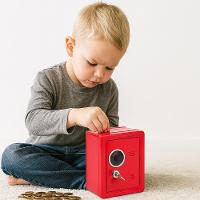 Cofre Metal Portatil Trava Secreta Moedas Documentos Itens Pessoais Infantil Adulto Cofrinho Vermelho - 2