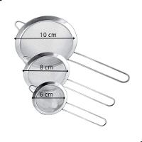 Kit 3 Peneiras De Aço Inox Peneira Fina Para Farinha Chás Açúcar Uso Doméstico Na Cozinha - 3