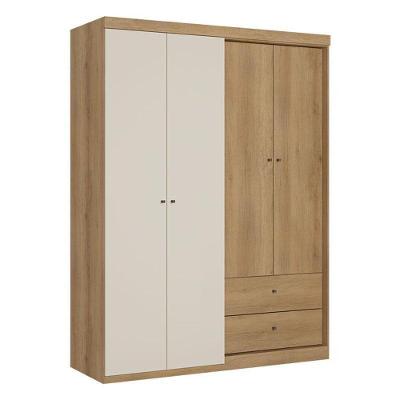 Guarda Roupa Solteiro Star 4 Portas Capuccino Off White Acetinado - Thb