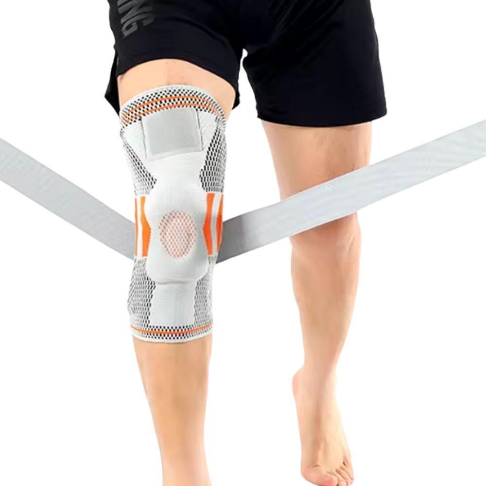 Joelheira Compressão Estabilizador Esportivo Silicone Gel Com Faixa Ajustável Com Suporte Cinza - 2