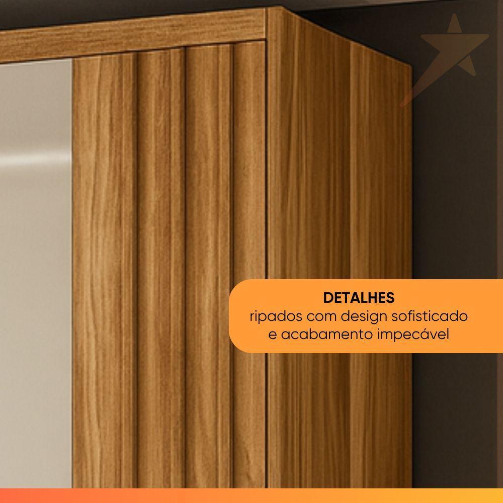 Guarda Roupas Casal Detalhe Ripado 6 Portas 4 Gavetas Roma Madeirado/off White - 2