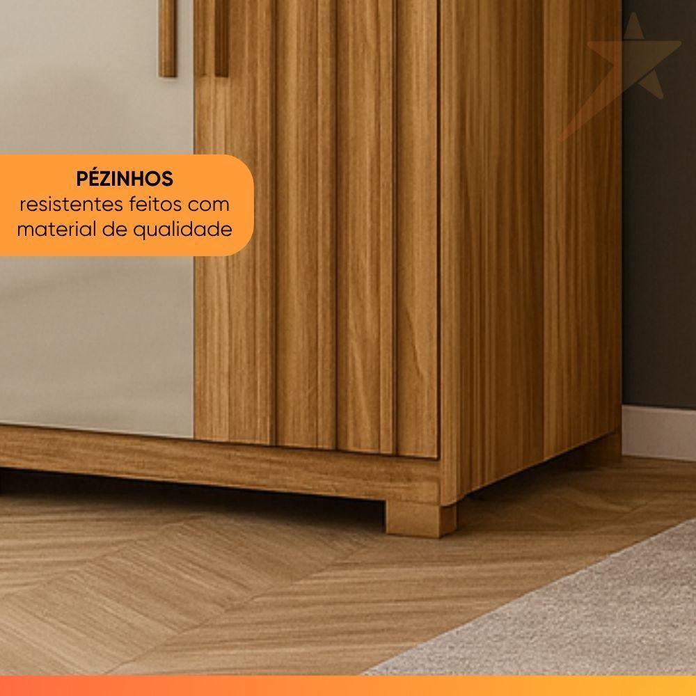 Guarda Roupas Casal Detalhe Ripado 6 Portas 4 Gavetas Roma Madeirado/off White - 5