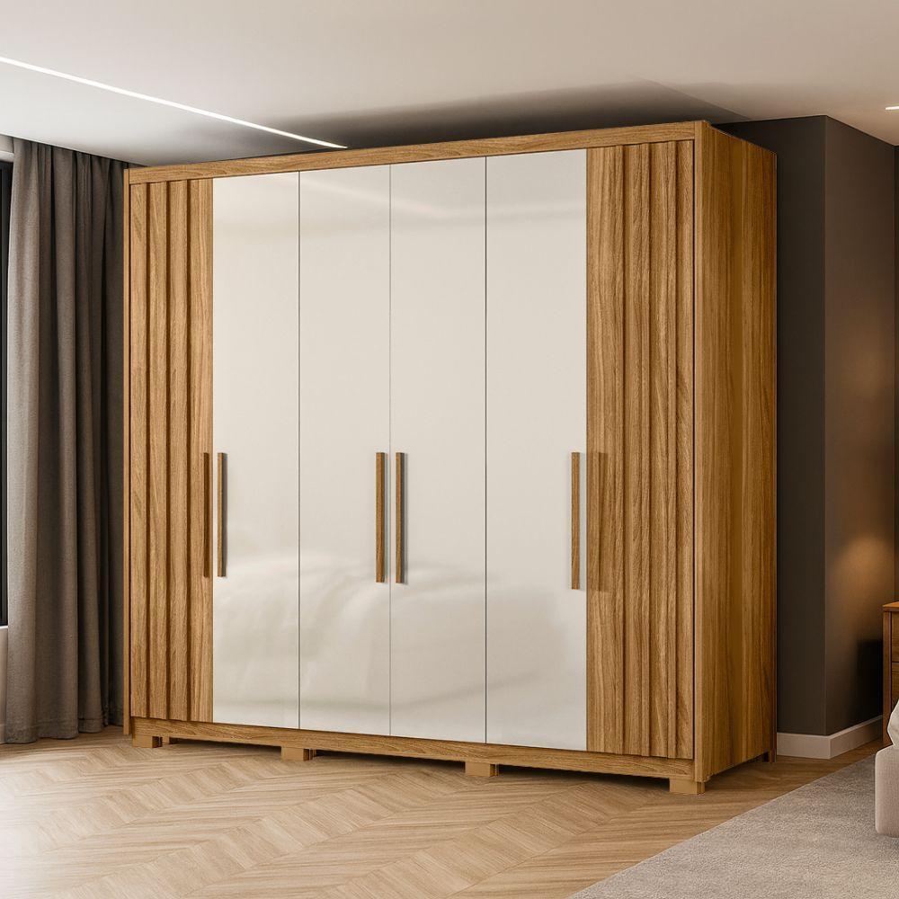 Guarda Roupas Casal Detalhe Ripado 6 Portas 4 Gavetas Roma Madeirado/off White - 9