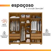 Guarda Roupas Casal Detalhe Ripado 6 Portas 4 Gavetas Roma Madeirado/off White