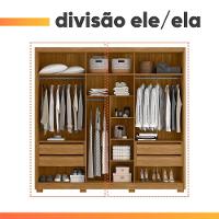 Guarda Roupas Casal Detalhe Ripado 6 Portas 4 Gavetas Roma Madeirado/off White - 7