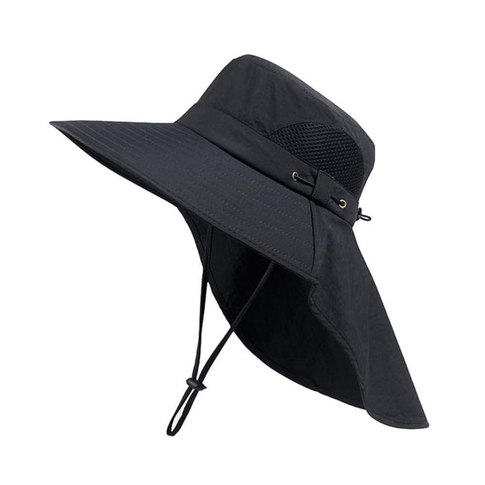 Chapéu Boné Pescador Australiano Respirável Ajustável Upf50+ Pesca Trilha Camping Preto - 1