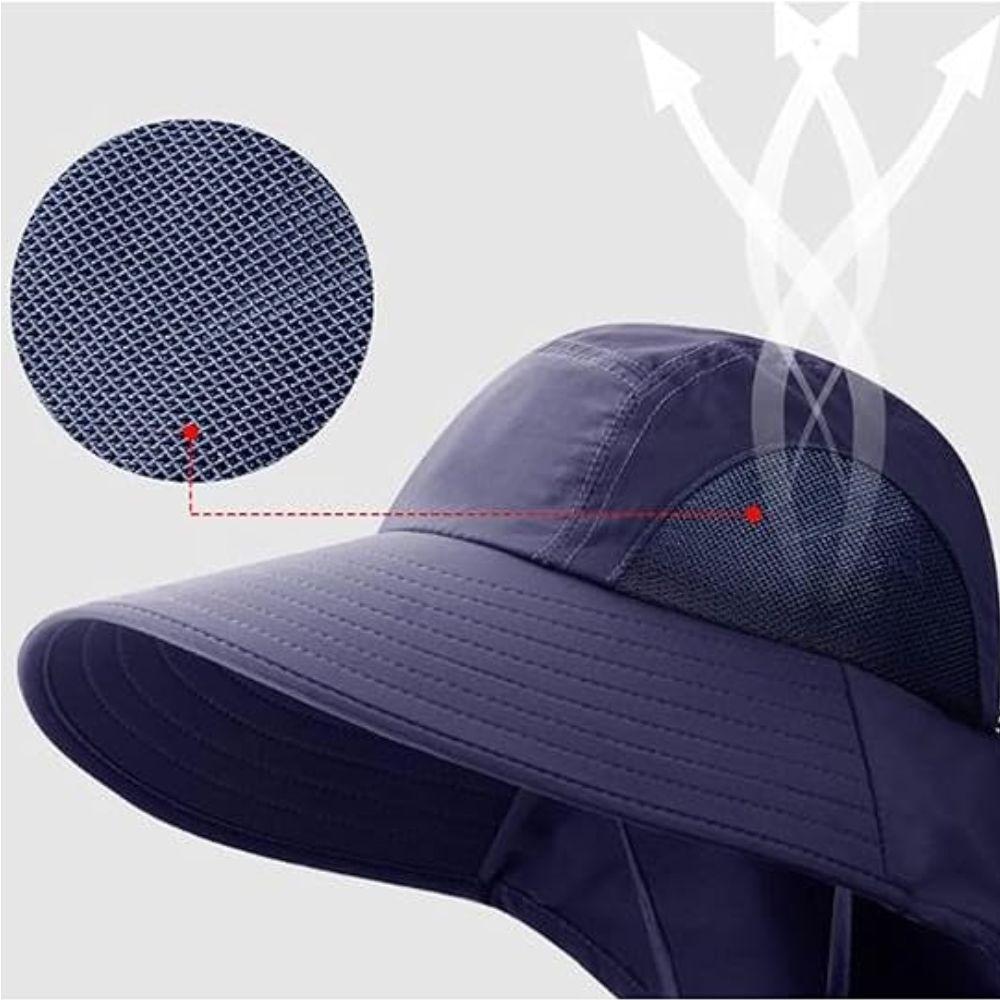 Chapéu Boné Pescador Australiano Respirável Ajustável Upf50+ Pesca Trilha Camping Preto - 2