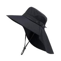 Chapéu Boné Pescador Australiano Respirável Ajustável Upf50+ Pesca Trilha Camping Preto - 1