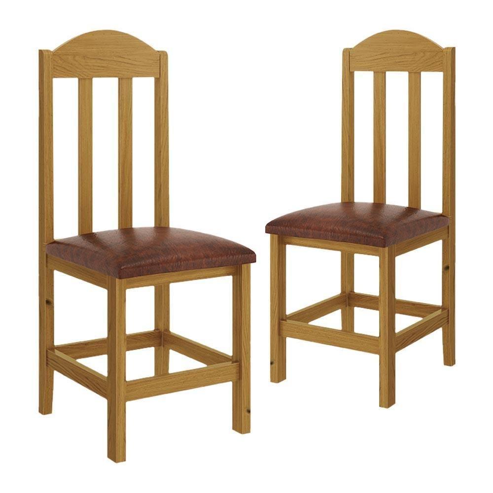 Kit Com 2 Cadeiras De Jantar Madeira Maciça Safira Mel Com Estofado Marrom Mel C/estofado Marrom - 2