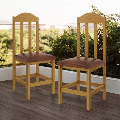 Kit Com 2 Cadeiras De Jantar Madeira Maciça Safira Mel Com Estofado Marrom Mel C/estofado Marrom