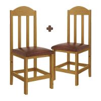 Kit Com 2 Cadeiras De Jantar Madeira Maciça Safira Mel Com Estofado Marrom Mel C/estofado Marrom - 3