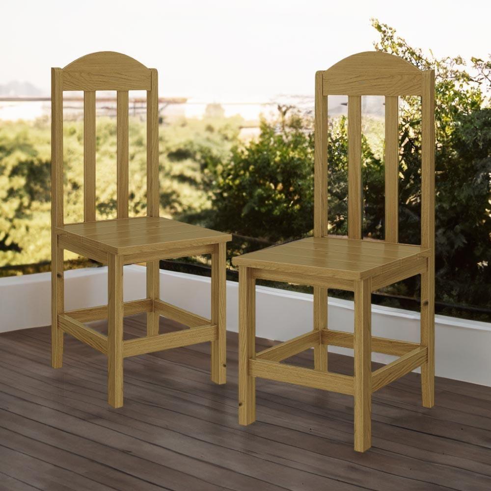 Kit Com 2 Cadeiras De Jantar Madeira Maciça Safira Nogueira Sem Estofado Nogueira S/estofado - 1