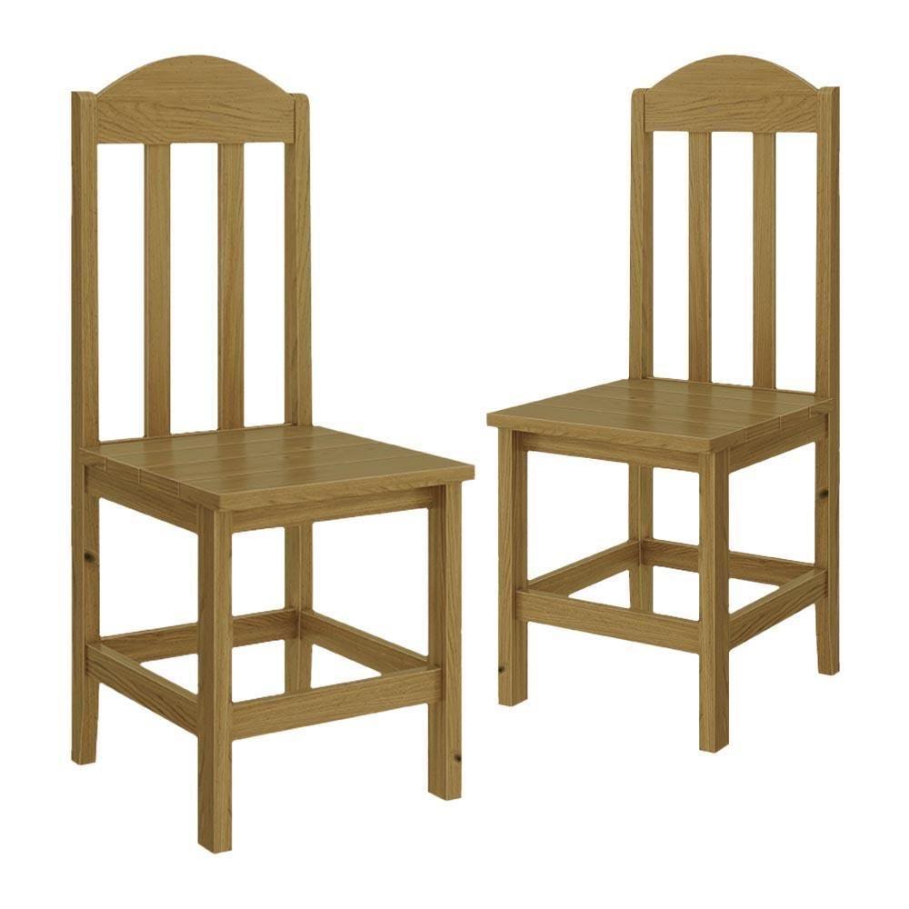 Kit Com 2 Cadeiras De Jantar Madeira Maciça Safira Nogueira Sem Estofado Nogueira S/estofado - 2