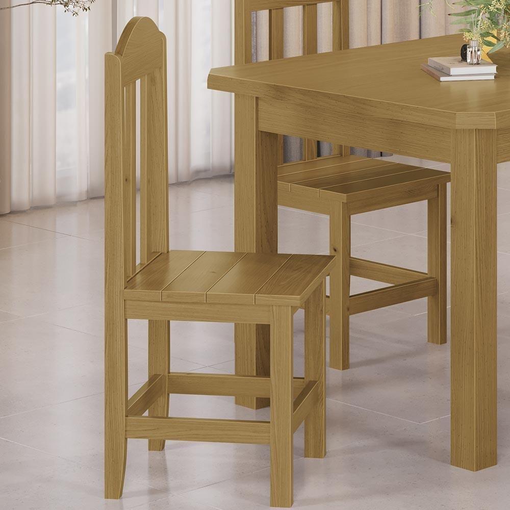 Kit Com 2 Cadeiras De Jantar Madeira Maciça Safira Nogueira Sem Estofado Nogueira S/estofado - 4