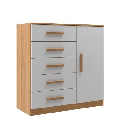 Cômoda Sapateira New Monaco 1 Porta 5 Gavetas - Branco/Cinnamomo