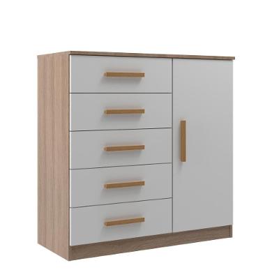 Cômoda Sapateira New Monaco 1 Porta 5 Gavetas - Branco / Demolição