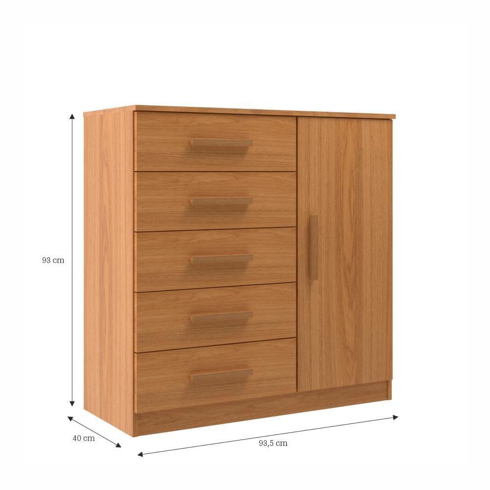 Cômoda Sapateira New Monaco 1 Porta 5 Gavetas - Cinnamomo - 4