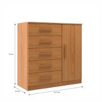 Cômoda Sapateira New Monaco 1 Porta 5 Gavetas - Cinnamomo - 4