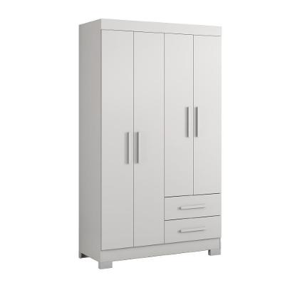 Guarda-roupa Com 4 Portas E 2 Gavetas Branco Com Rosa Nt5005 Notável Móveis