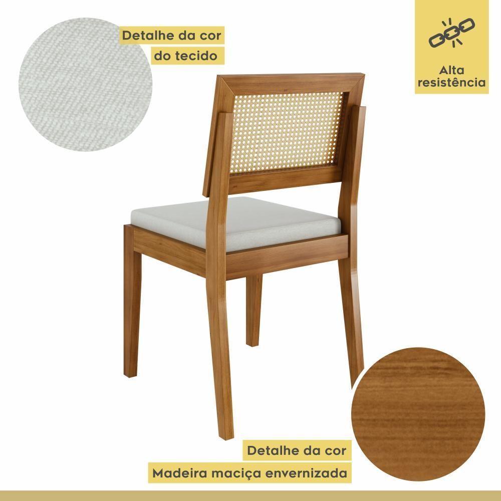 Conjunto De 2 Cadeiras Em Madeira Maciça Com Assento Em Linho Rainha Nesher Natural/off White - 7