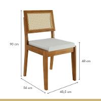 Conjunto De 2 Cadeiras Em Madeira Maciça Com Assento Em Linho Rainha Nesher Natural/off White