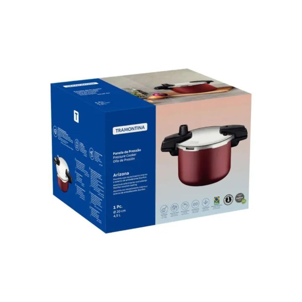 Panela De Pressão Tramontina Arizona Em Alumínio Com Revestimento Interno E Externo Em Antiaderente Starflon Max Vermelh - 4