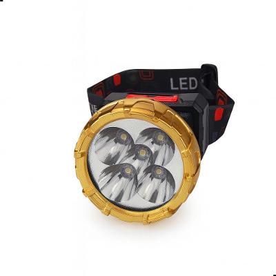 Lanterna De Cabeça Recarregável 5 Leds Potente Usb E Ajustável 180° Para Trilhas E Pesca Preto