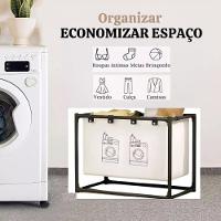 Cesto Roupa Suja Lavanderia Organizador Forro Removivel Dobravel Brinquedos Multiuso Desmontavel Quarto Banheiro - 5