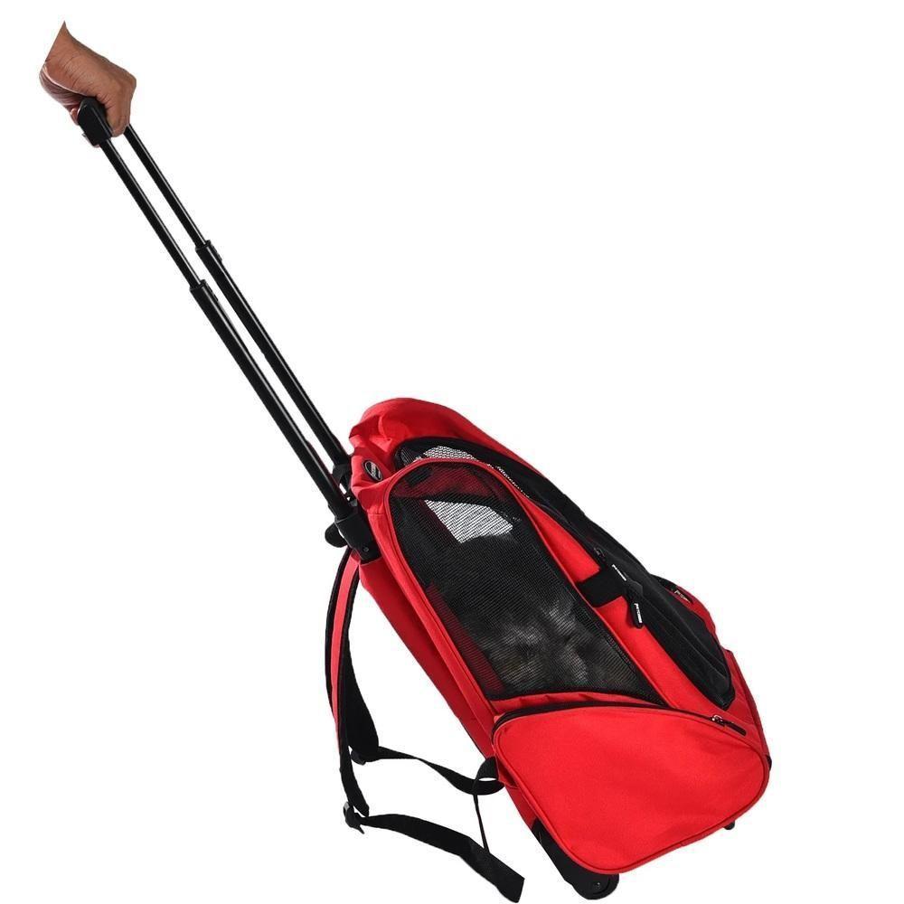 Carrinho Passeio Pet Bolsa De Rodinhas Caes Gato Mochila Viagem Calças Canguru Mala Luxo Completa - 7