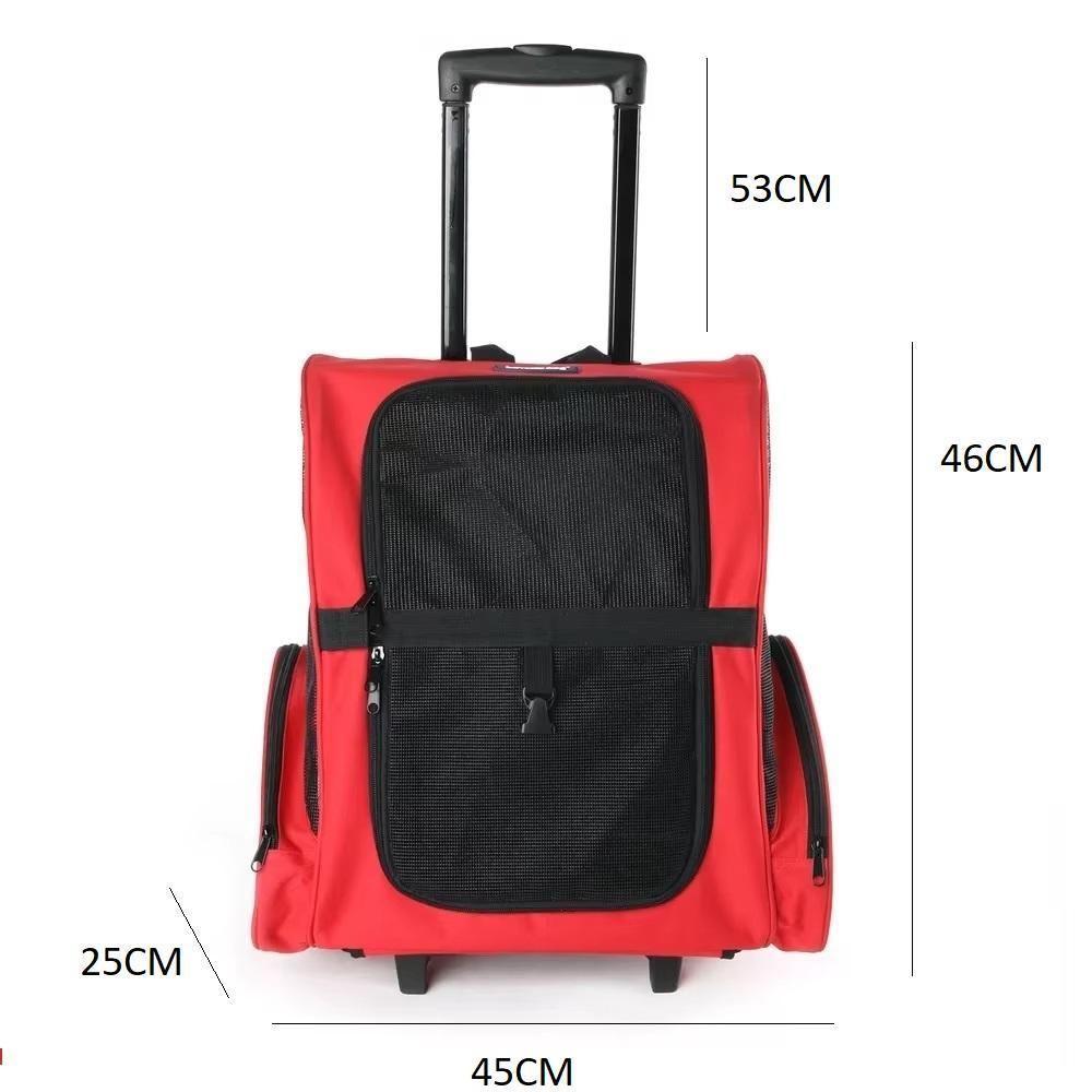 Carrinho Passeio Pet Bolsa De Rodinhas Caes Gato Mochila Viagem Calças Canguru Mala Luxo Completa - 8
