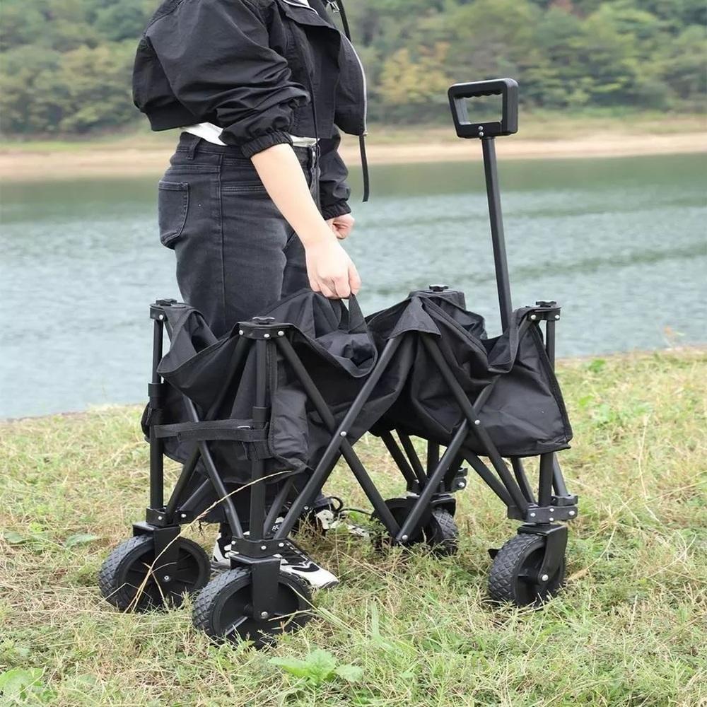 Carrinho Mao Portatil Camping Praia Dobravel 100kg Transporte Mercado Pesca Pacotes Viagem Multiuso Acampamento Reforcad - 5