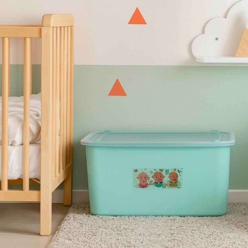 Caixa Organizadora Quarto Do Bebe Muliuso Porta Fraldas Brinquedos Roupas 30 Litros Tampa E Trava Verde - 2