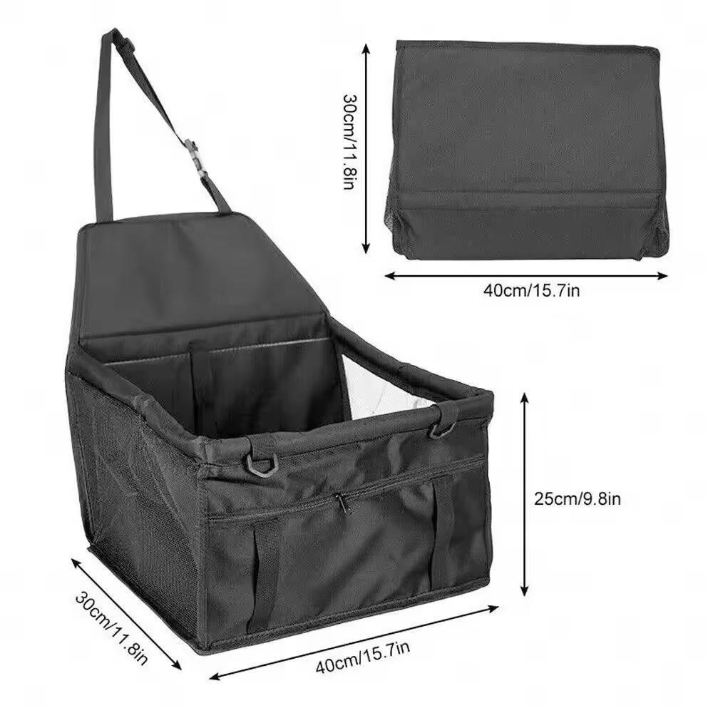 Cadeirinha Pet Transporte Assento Cachorro Gato Carro Viagem Passeio Dobravel Com Bolso Preta - 7